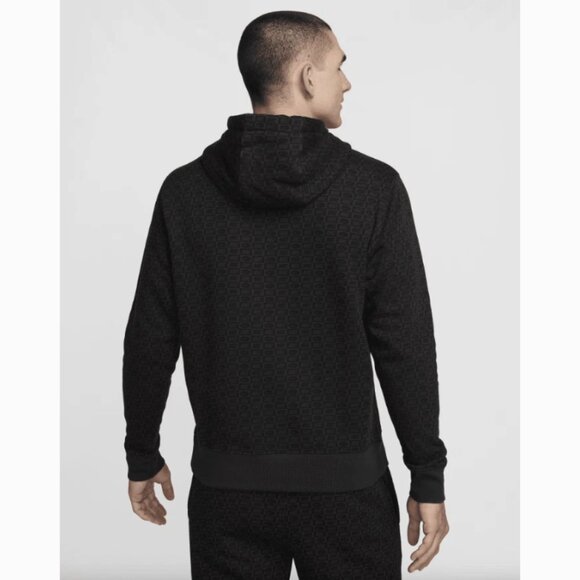 Nike Sportswear Club Fleece Monogram Pullover Hoodie Black Gray 2XL - Picture 3 of 8